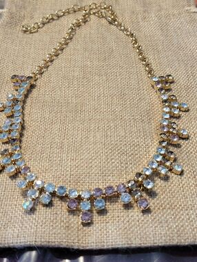 BaubleBar Gold-Tone Pastel Blue & Lavender Crystal Fringe Necklace